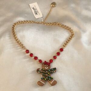 Betsey Johnson Jingle Bell Bling Gingerbread Tangled In Lights Pendant Necklace